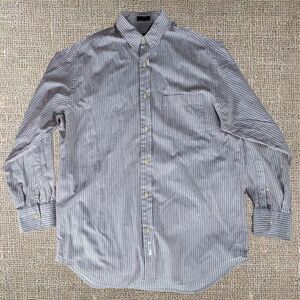 DKNY White Striped Cotton Dress Shirt XL Regular Fit 16.5in Neck Button-Down